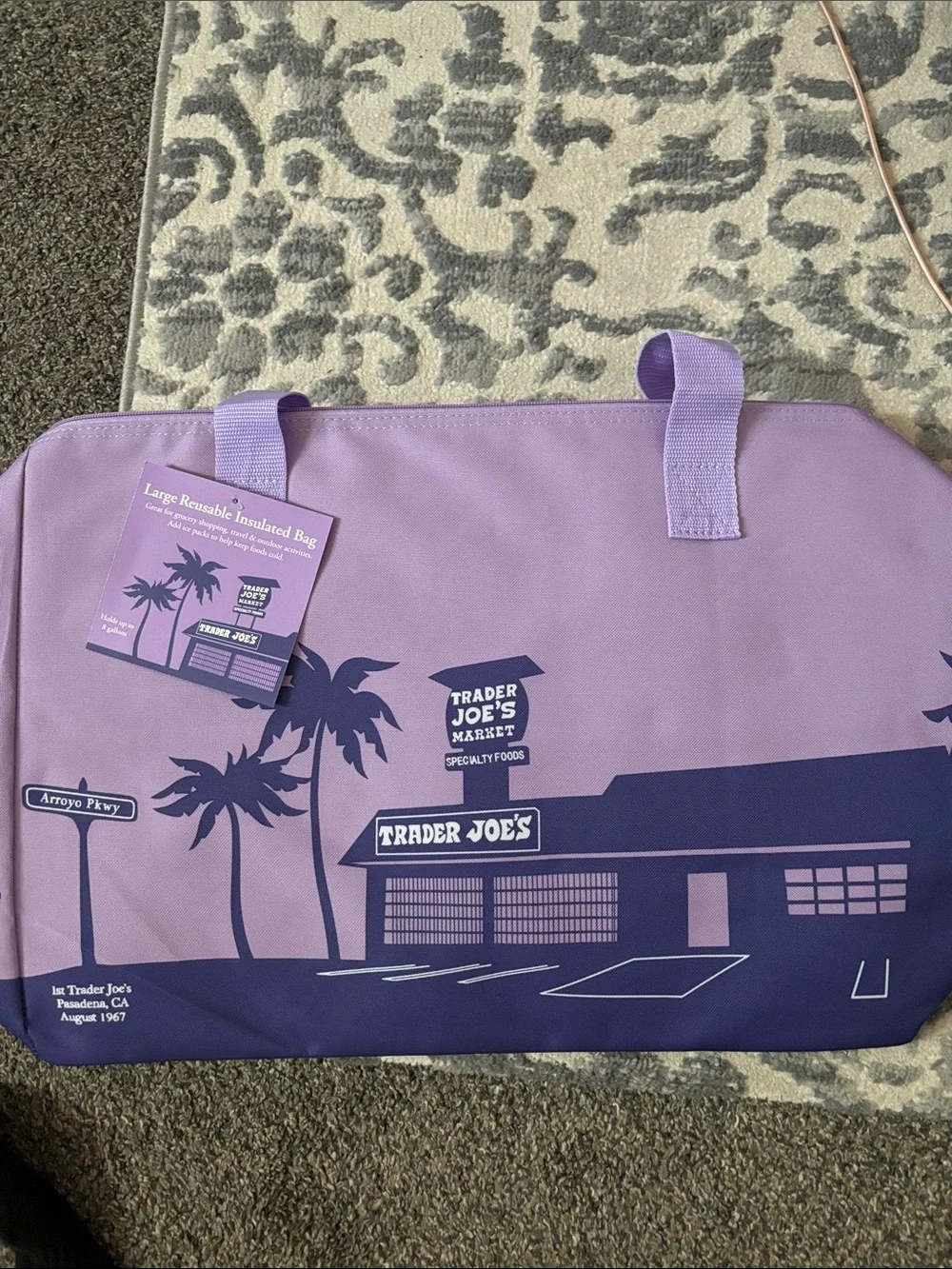 NEW WITH TAGS  Trader Joe's Lavender Reusable Insulated Tote